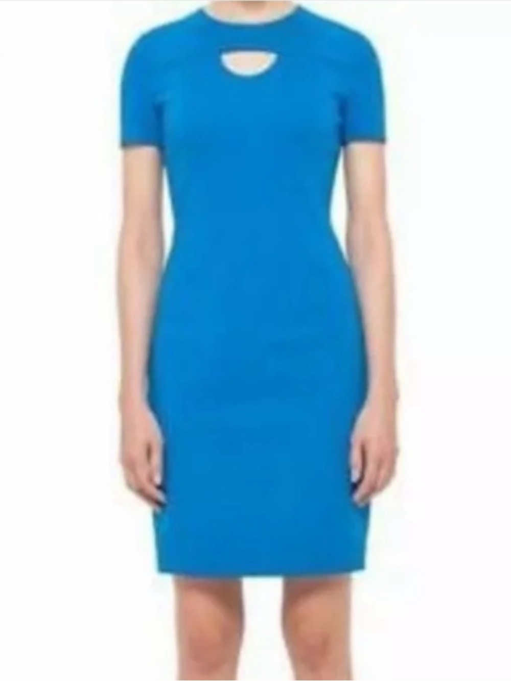 AKRIS Punto Blue Sheath Dress‎ Cut Out Lined Womens Size 10 Formal Career